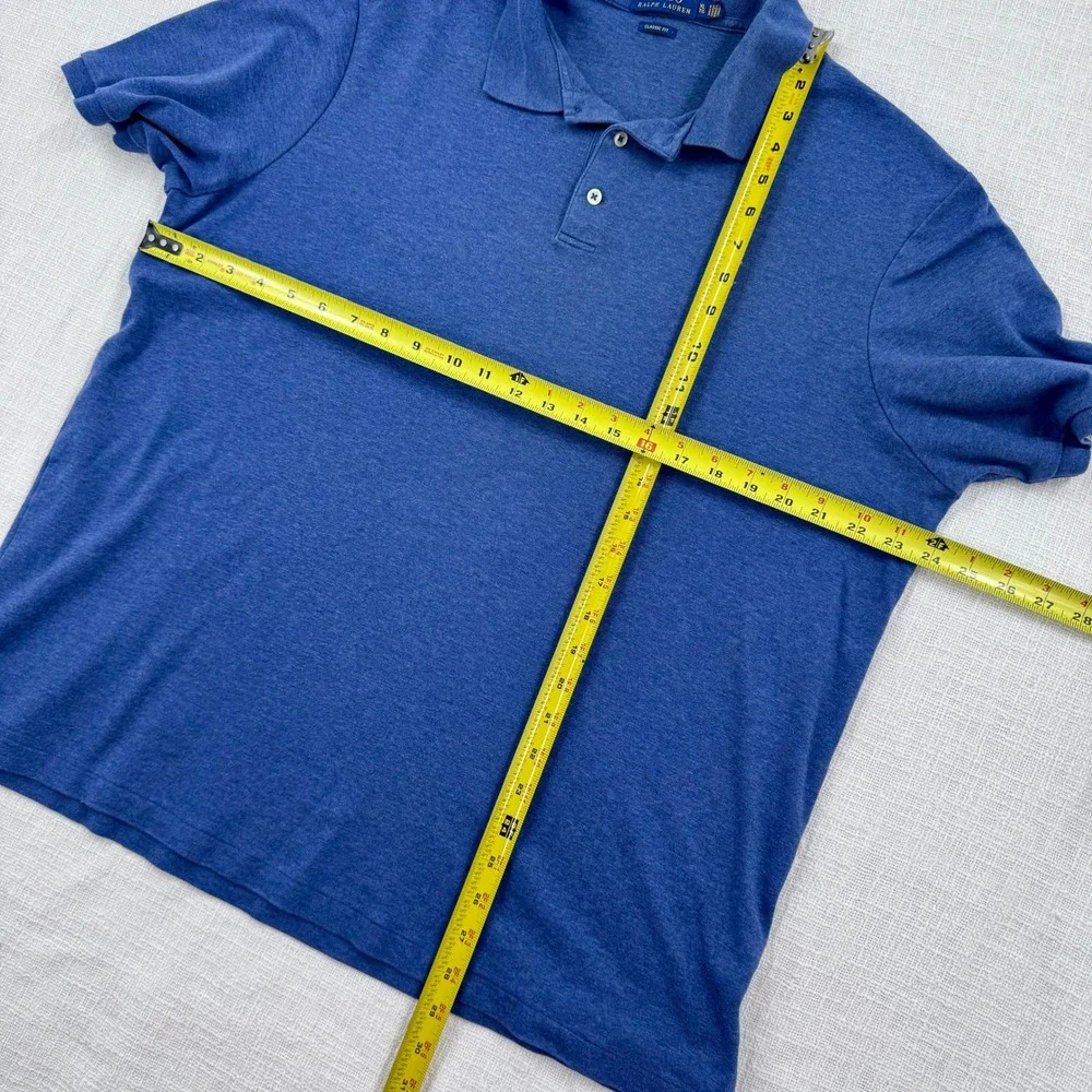 Polo Ralph Lauren Mens XL Classic Fit Blue Heather Short Sleeve Cotton Polo